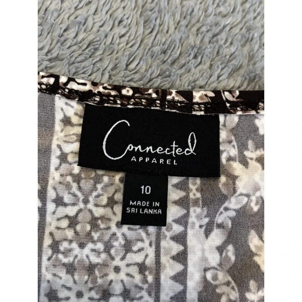 NWT Connected Apparel Jumpsuit Womens 10 Brown Geometric Striped Flowy Boho